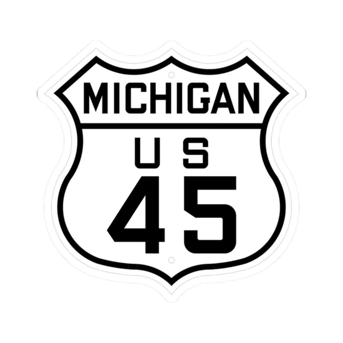 US 45 Michigan 1926 (Michigan) (Road Sign) STICKER Vinyl Kiss-Cut Decal 2 Inch White - The Sticker Space
