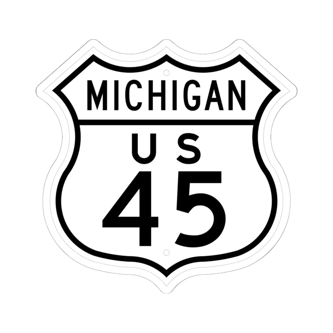 US 45 Michigan 1948 (Michigan) (Road Sign) STICKER Vinyl Kiss-Cut Decal 6 Inch White - The Sticker Space