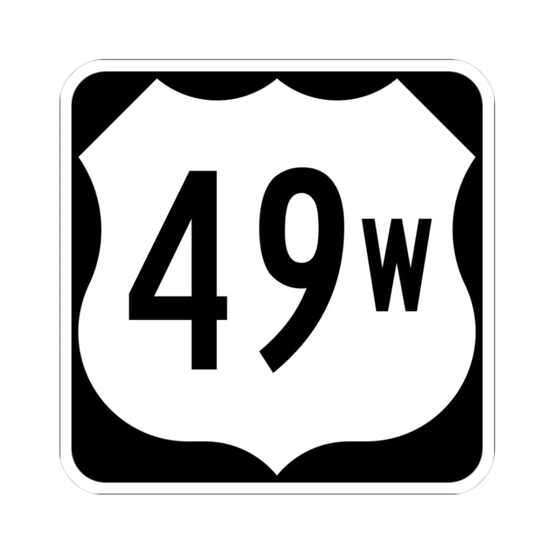 US 49W (Mississippi) (Road Sign) STICKER Vinyl Kiss-Cut Decal 3 Inch White - The Sticker Space