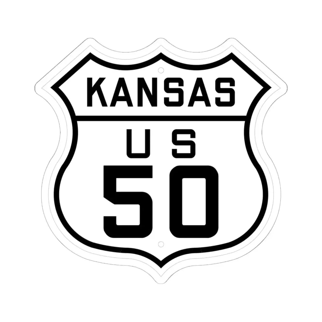 US 50 Kansas 1926 (Kansas) (Road Sign) STICKER Vinyl Kiss-Cut Decal 6 Inch White - The Sticker Space