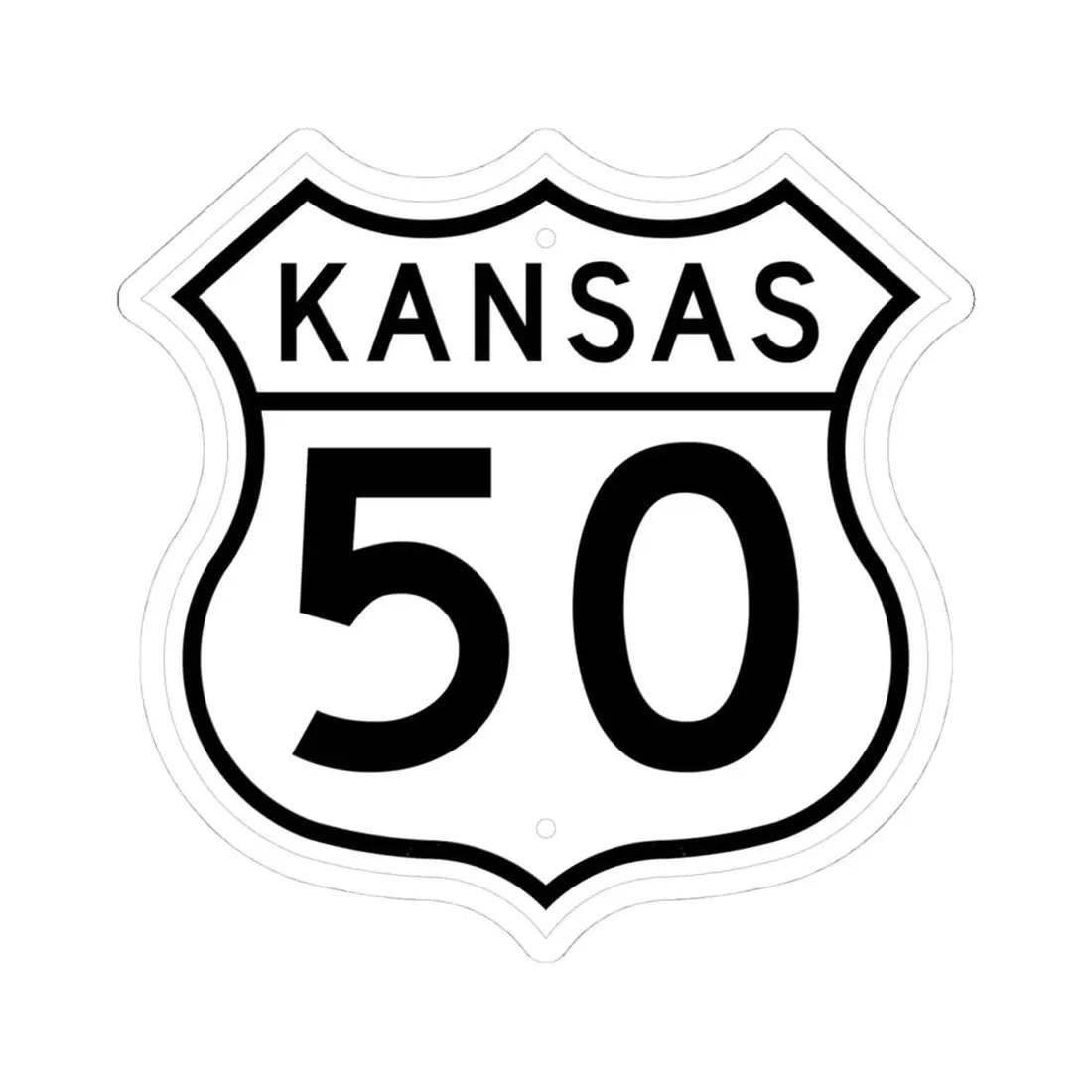 US 50 Kansas 1962 (Kansas) (Road Sign) STICKER Vinyl Kiss-Cut Decal 4 Inch White - The Sticker Space