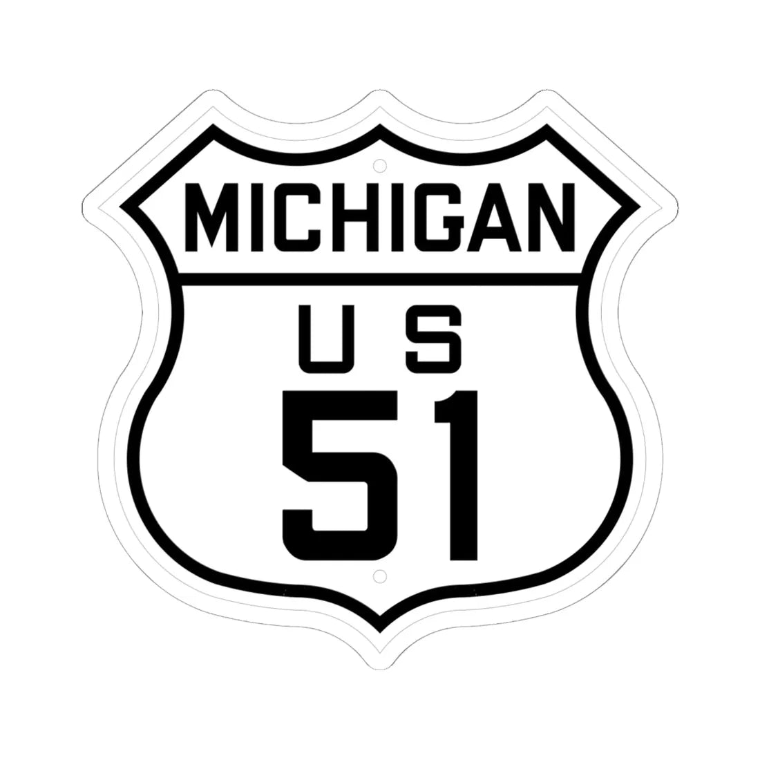 US 51 Michigan 1926 (Michigan) (Road Sign) STICKER Vinyl Kiss-Cut Decal 6 Inch White - The Sticker Space