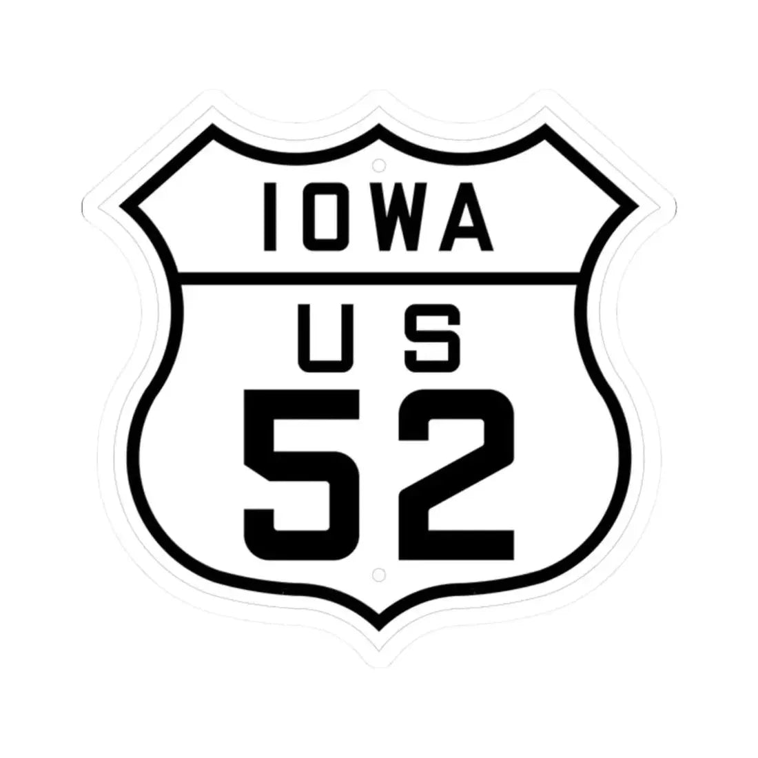 US 52 Iowa 1926 (Iowa) (Road Sign) STICKER Vinyl Kiss-Cut Decal 2 Inch White - The Sticker Space