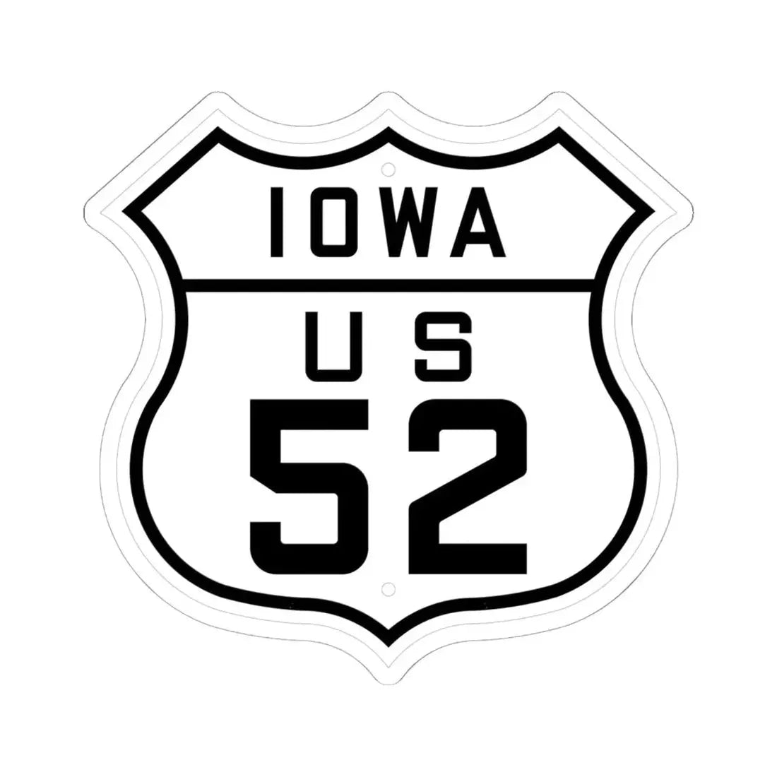 US 52 Iowa 1926 (Iowa) (Road Sign) STICKER Vinyl Kiss-Cut Decal 6 Inch White - The Sticker Space