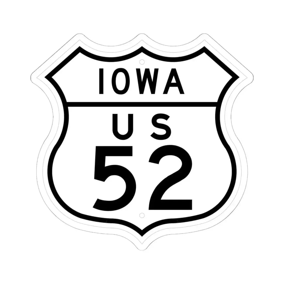 US 52 Iowa 1948 (Iowa) (Road Sign) STICKER Vinyl Kiss-Cut Decal 6 Inch White - The Sticker Space