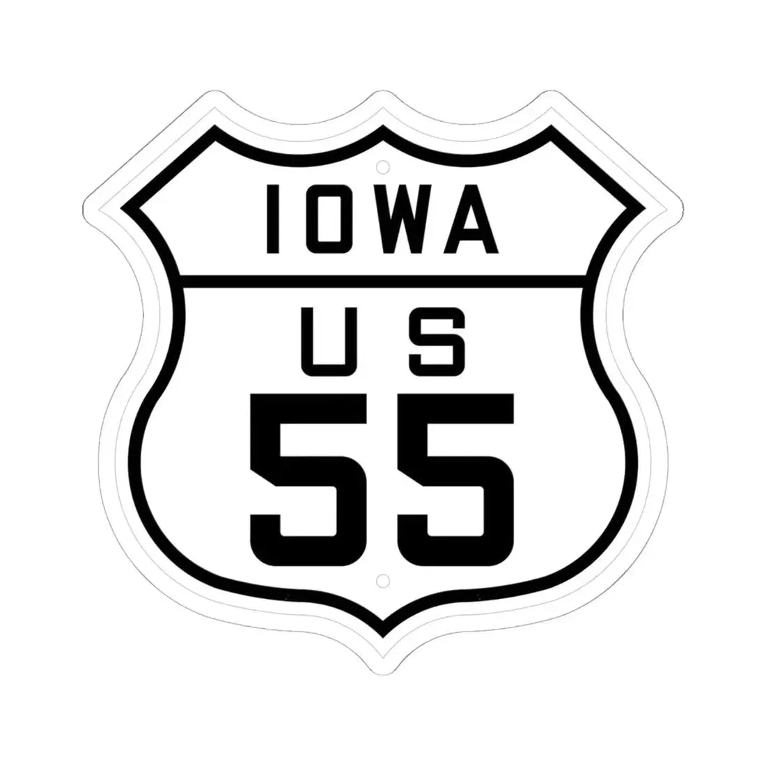 US 55 Iowa 1926 (Iowa) (Road Sign) STICKER Vinyl Kiss-Cut Decal 6 Inch White - The Sticker Space