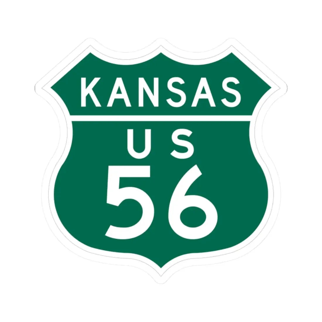 US 56 Kansas 1948 (Kansas) (Road Sign) STICKER Vinyl Kiss-Cut Decal 2 Inch White - The Sticker Space