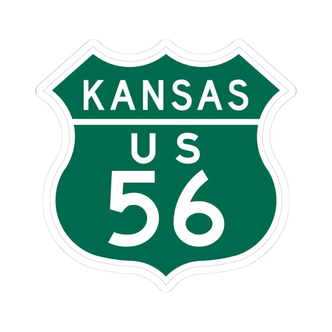 US 56 Kansas 1948 (Kansas) (Road Sign) STICKER Vinyl Kiss-Cut Decal 3 Inch White - The Sticker Space