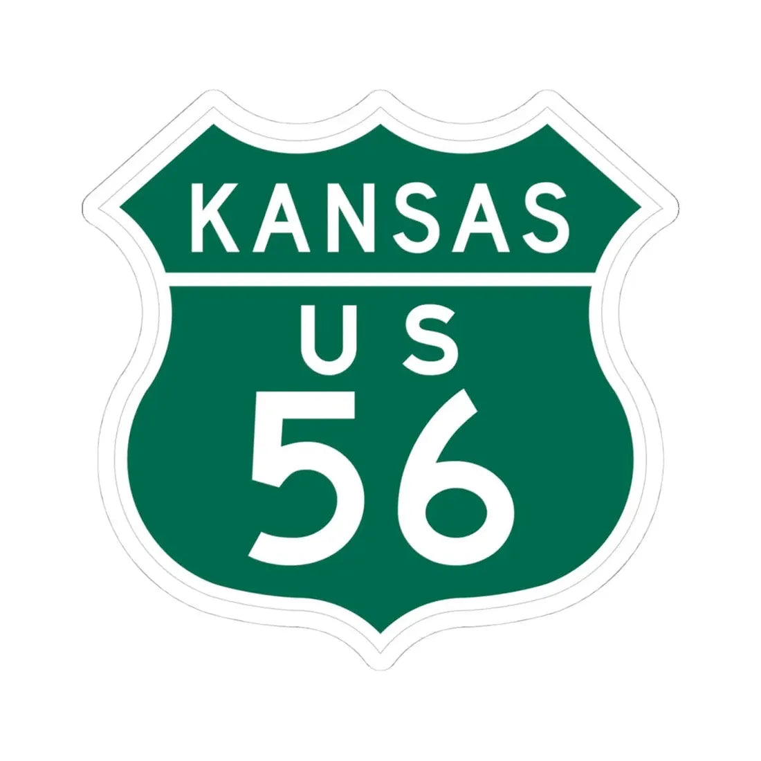 US 56 Kansas 1948 (Kansas) (Road Sign) STICKER Vinyl Kiss-Cut Decal 4 Inch White - The Sticker Space
