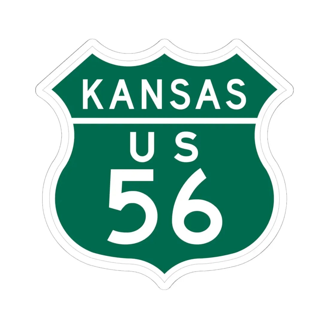 US 56 Kansas 1948 (Kansas) (Road Sign) STICKER Vinyl Kiss-Cut Decal 6 Inch White - The Sticker Space
