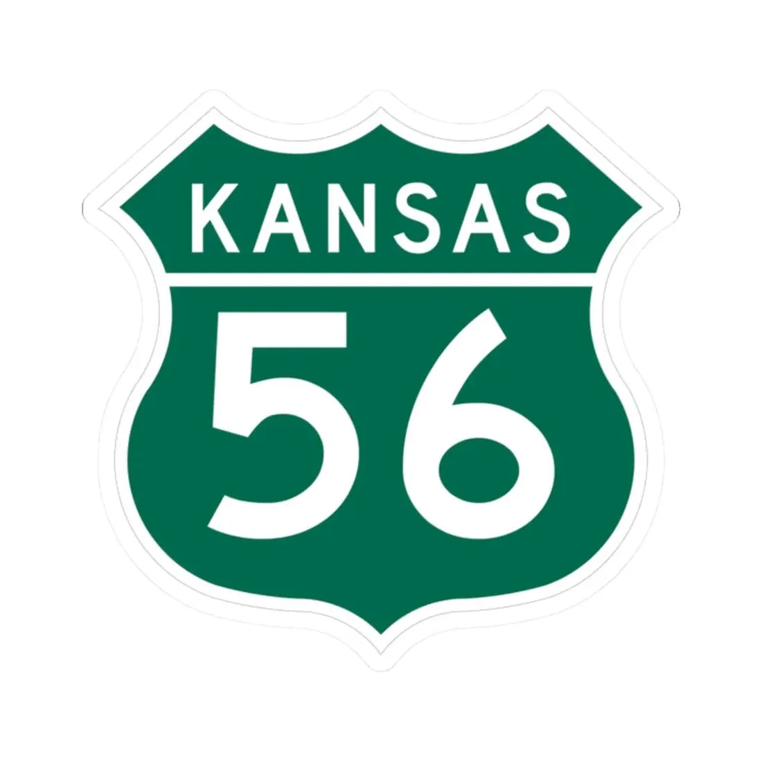 US 56 Kansas 1962 (Kansas) (Road Sign) STICKER Vinyl Kiss-Cut Decal 2 Inch White - The Sticker Space