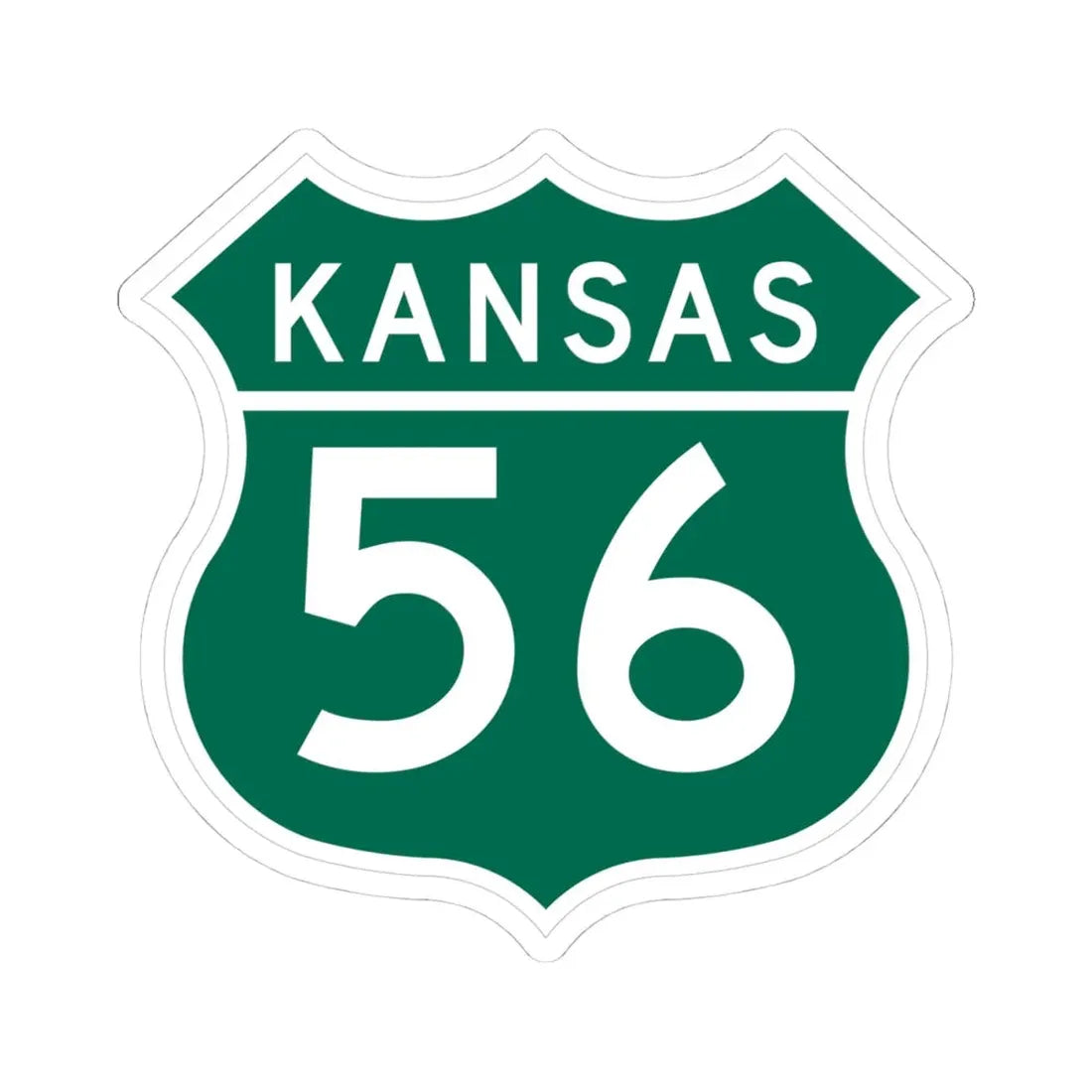 US 56 Kansas 1962 (Kansas) (Road Sign) STICKER Vinyl Kiss-Cut Decal 4 Inch White - The Sticker Space
