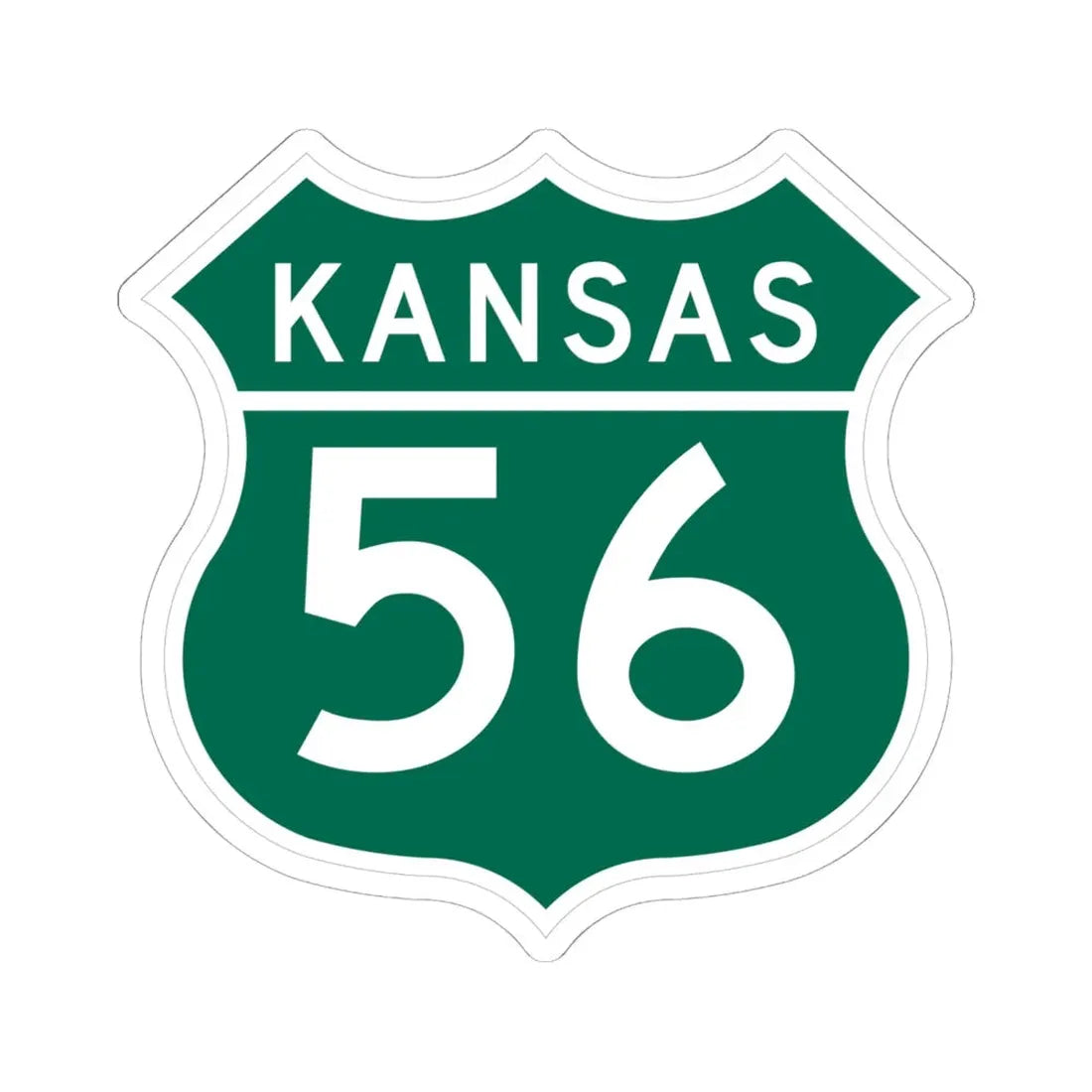 US 56 Kansas 1962 (Kansas) (Road Sign) STICKER Vinyl Kiss-Cut Decal 6 Inch White - The Sticker Space