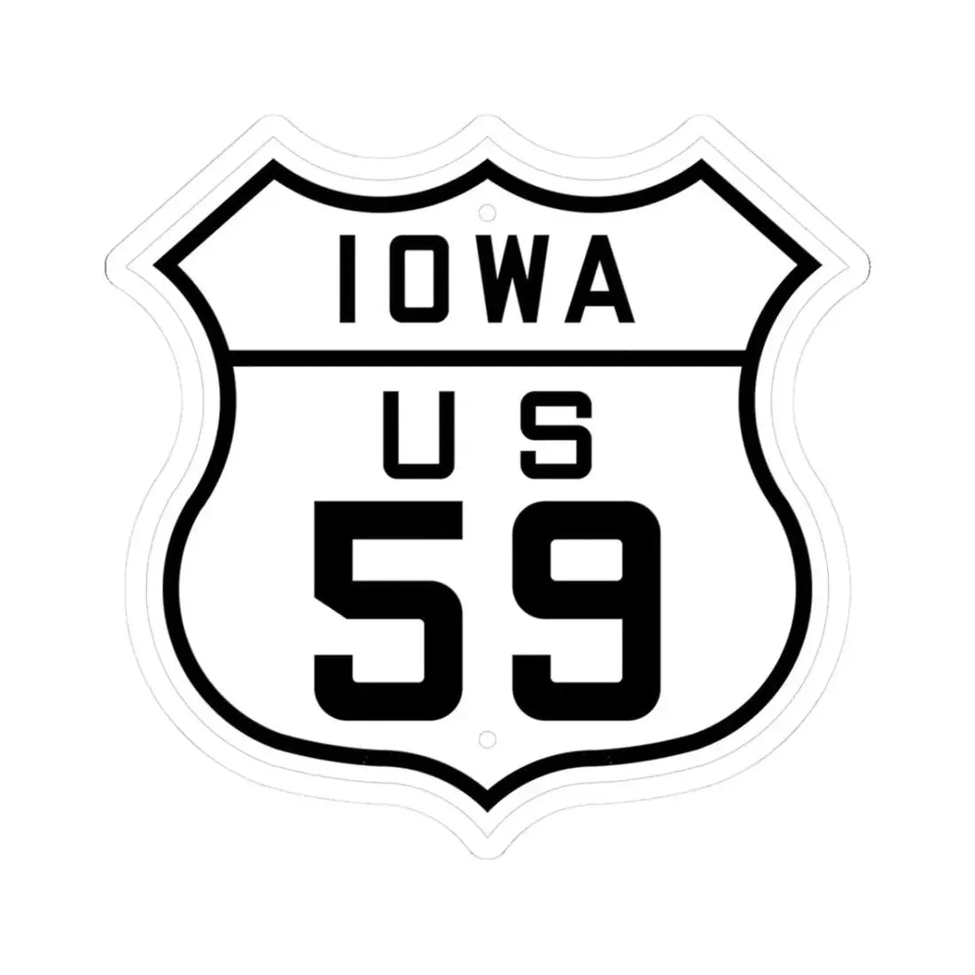 US 59 Iowa 1926 (Iowa) (Road Sign) STICKER Vinyl Kiss-Cut Decal 3 Inch White - The Sticker Space