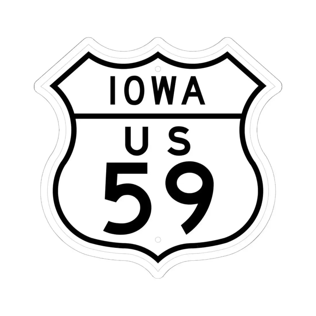 US 59 Iowa 1948 (Iowa) (Road Sign) STICKER Vinyl Kiss-Cut Decal 6 Inch White - The Sticker Space