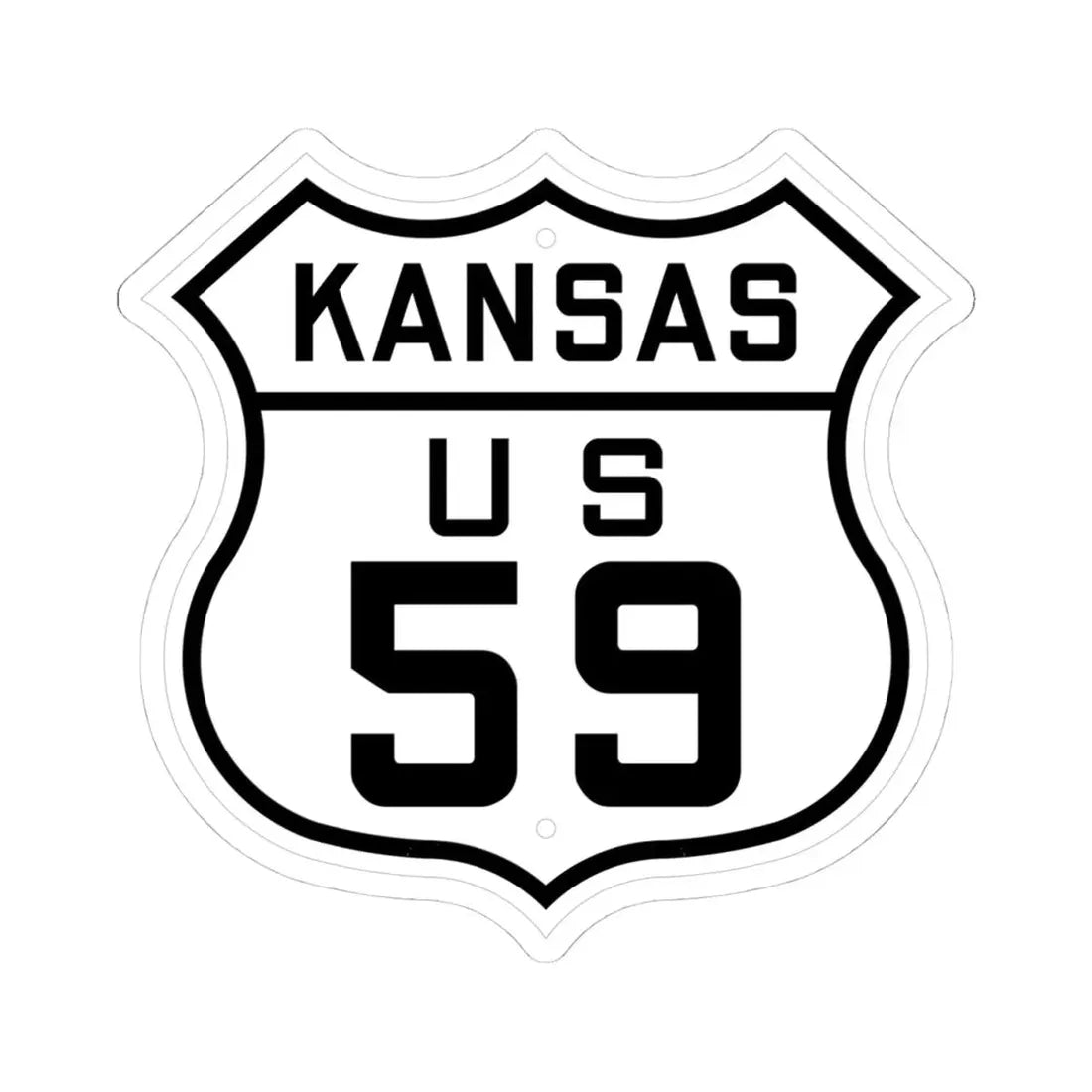 US 59 Kansas 1926 (Kansas) (Road Sign) STICKER Vinyl Kiss-Cut Decal 4 Inch White - The Sticker Space