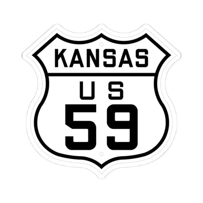 US 59 Kansas 1926 (Kansas) (Road Sign) STICKER Vinyl Kiss-Cut Decal 4 Inch White - The Sticker Space