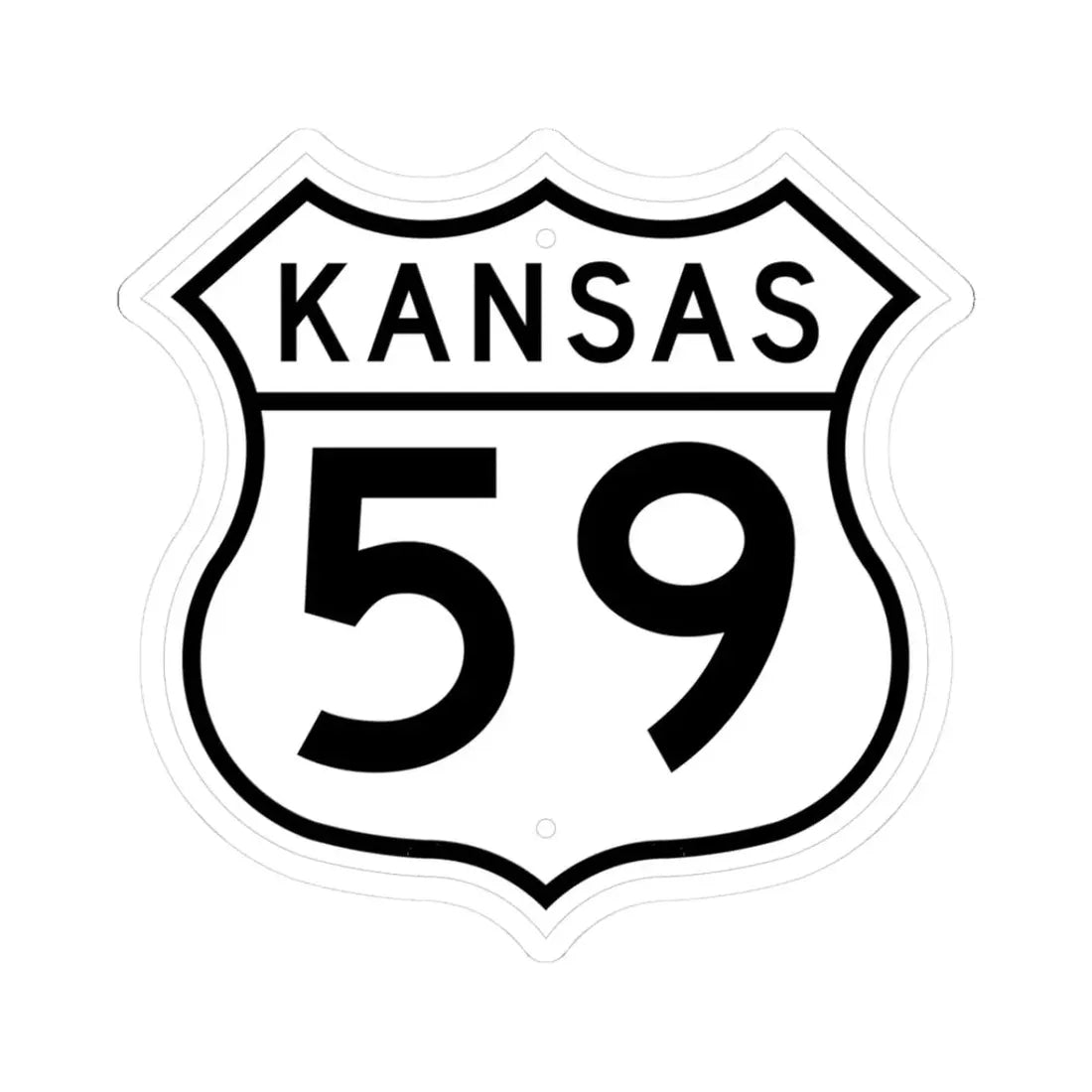 US 59 Kansas 1962 (Kansas) (Road Sign) STICKER Vinyl Kiss-Cut Decal 3 Inch White - The Sticker Space