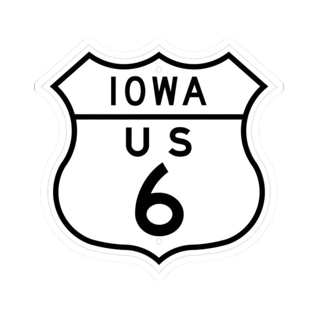 US 6 Iowa 1948 (Iowa) (Road Sign) STICKER Vinyl Kiss-Cut Decal 2 Inch White - The Sticker Space