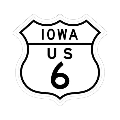 US 6 Iowa 1948 (Iowa) (Road Sign) STICKER Vinyl Kiss-Cut Decal 6 Inch White - The Sticker Space