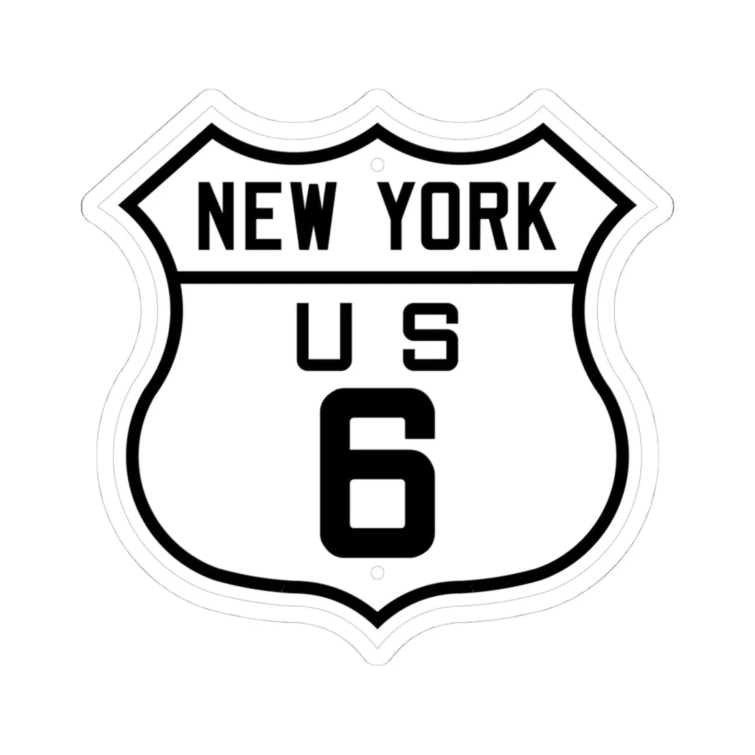 US 6 New York 1926 (New York) (Road Sign) STICKER Vinyl Kiss-Cut Decal 4 Inch White - The Sticker Space
