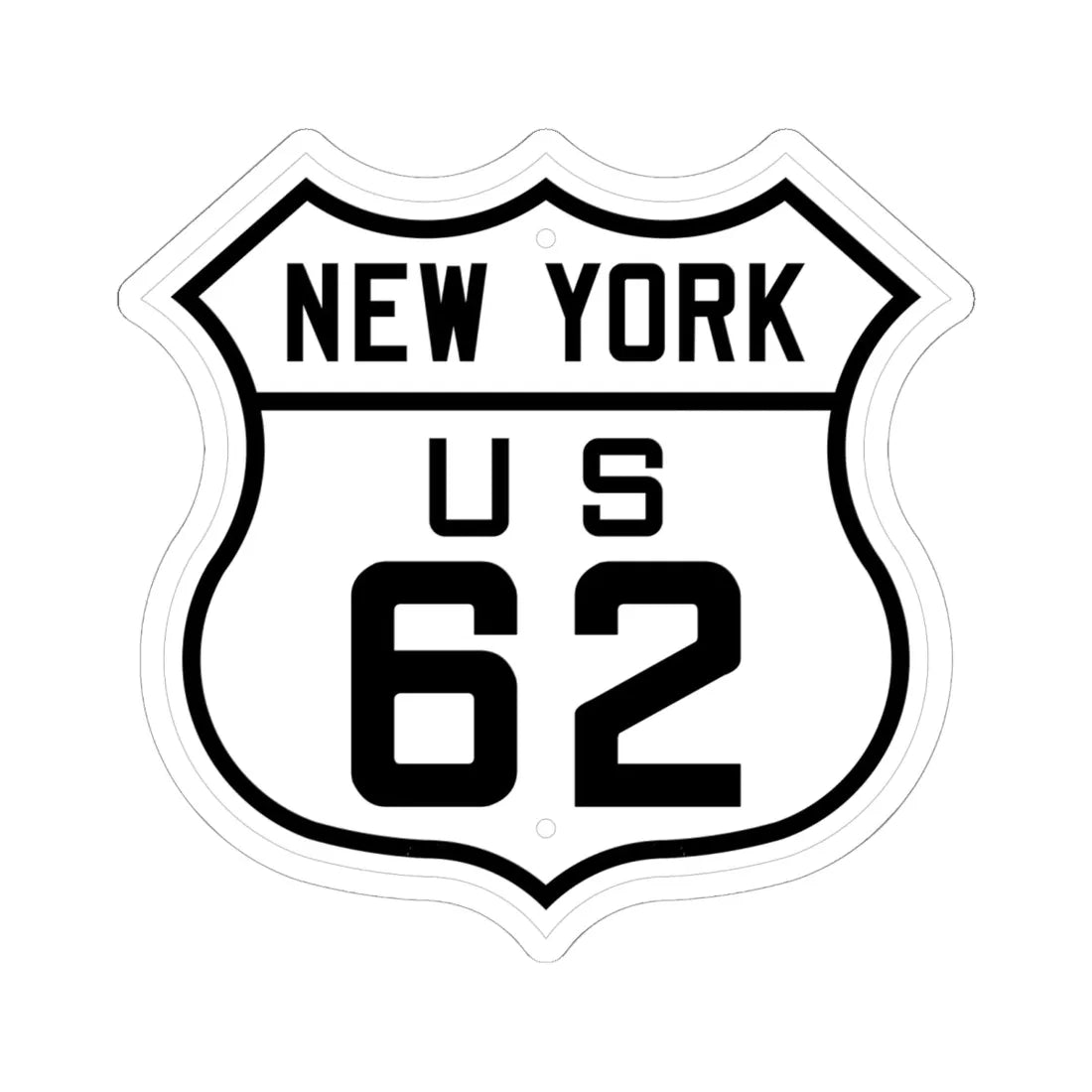 US 62 New York 1926 (New York) (Road Sign) STICKER Vinyl Kiss-Cut Decal 6 Inch White - The Sticker Space