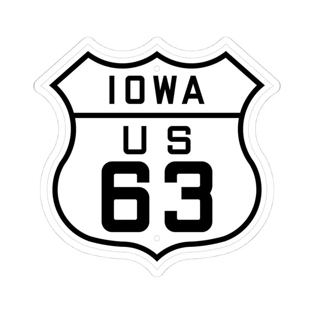 US 63 Iowa 1926 (Iowa) (Road Sign) STICKER Vinyl Kiss-Cut Decal 4 Inch White - The Sticker Space