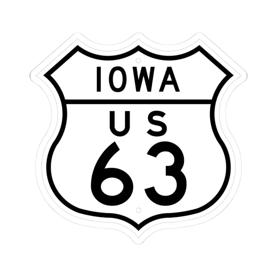 US 63 Iowa 1948 (Iowa) (Road Sign) STICKER Vinyl Kiss-Cut Decal 3 Inch White - The Sticker Space