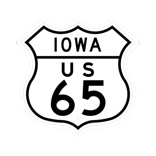 US 65 Iowa 1948 (Iowa) (Road Sign) STICKER Vinyl Kiss-Cut Decal 2 Inch White - The Sticker Space