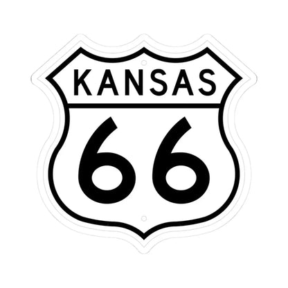 US 66 Kansas 1962 (Kansas) (Road Sign) STICKER Vinyl Kiss-Cut Decal 3 Inch White - The Sticker Space
