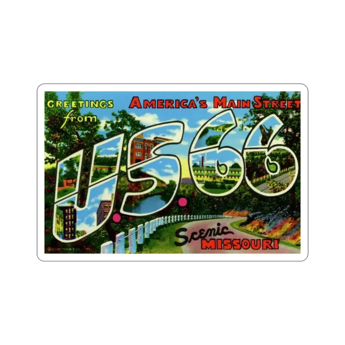 US 66 Missouri (Greeting Cards) STICKER Vinyl Die-Cut Decal 4 Inch - The Sticker Space