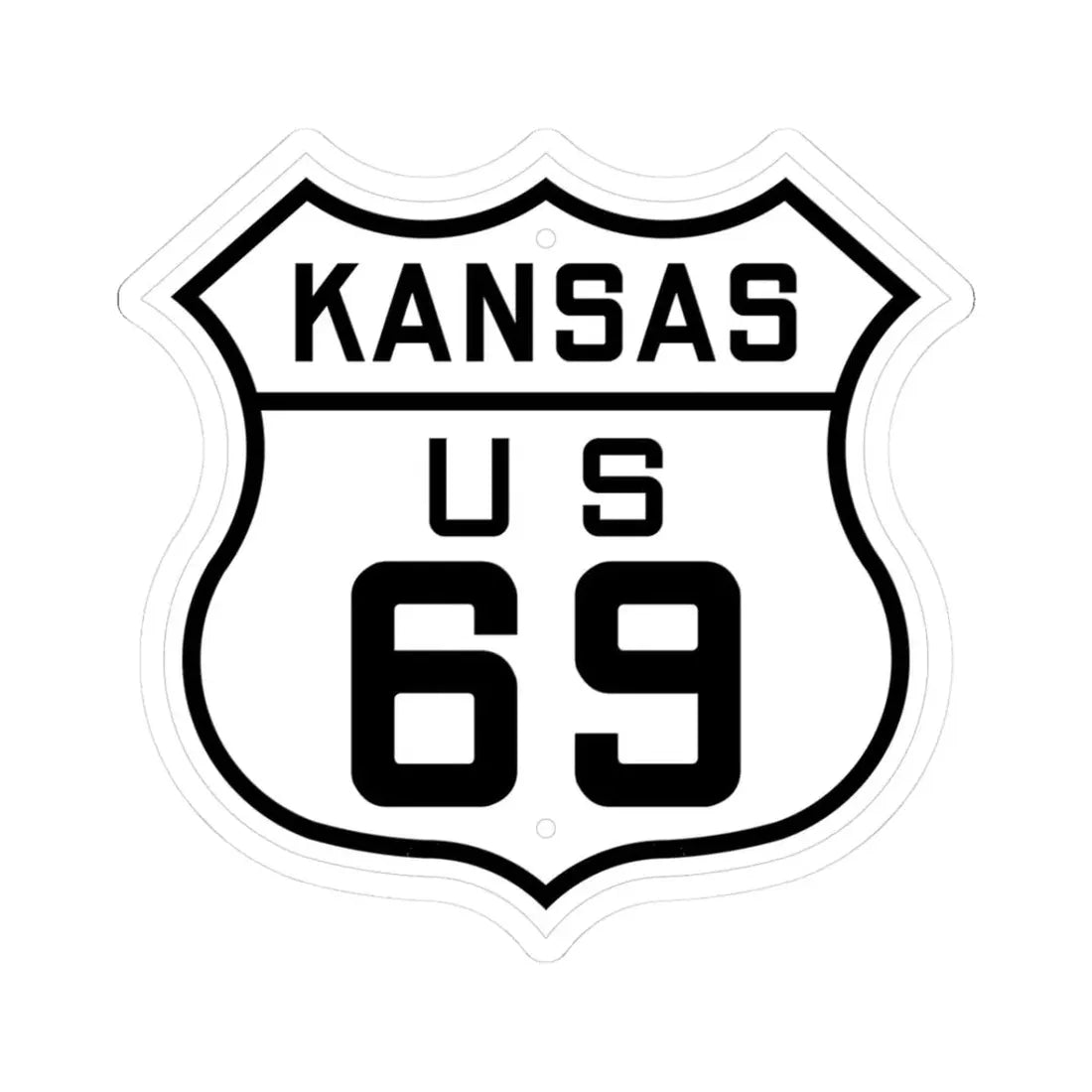 US 69 Kansas 1926 (Kansas) (Road Sign) STICKER Vinyl Kiss-Cut Decal 3 Inch White - The Sticker Space