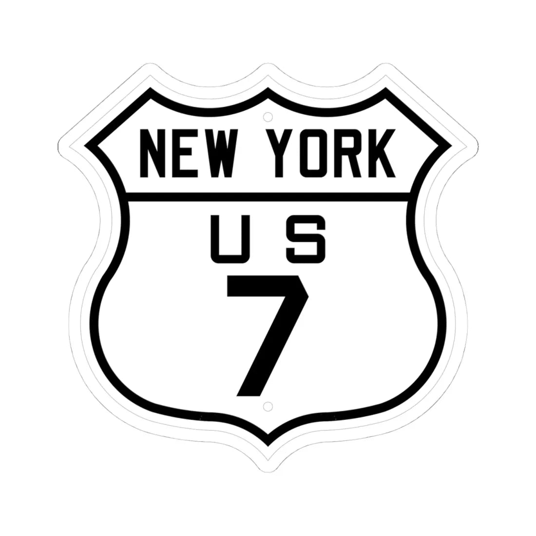 US 7 New York 1926 (New York) (Road Sign) STICKER Vinyl Kiss-Cut Decal 4 Inch White - The Sticker Space