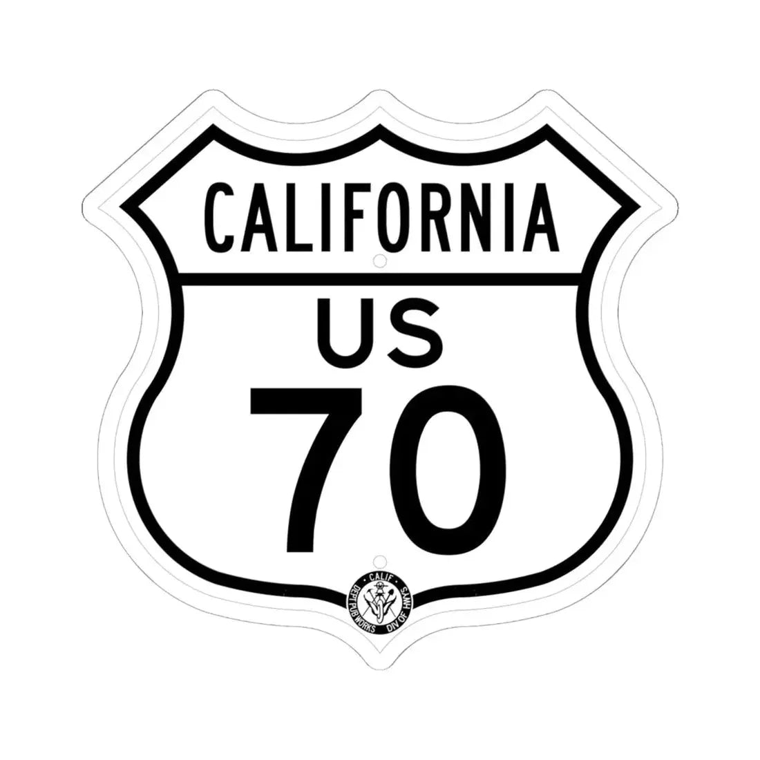 US 70 California 1948 (California) (Road Sign) STICKER Vinyl Kiss-Cut Decal 6 Inch White - The Sticker Space