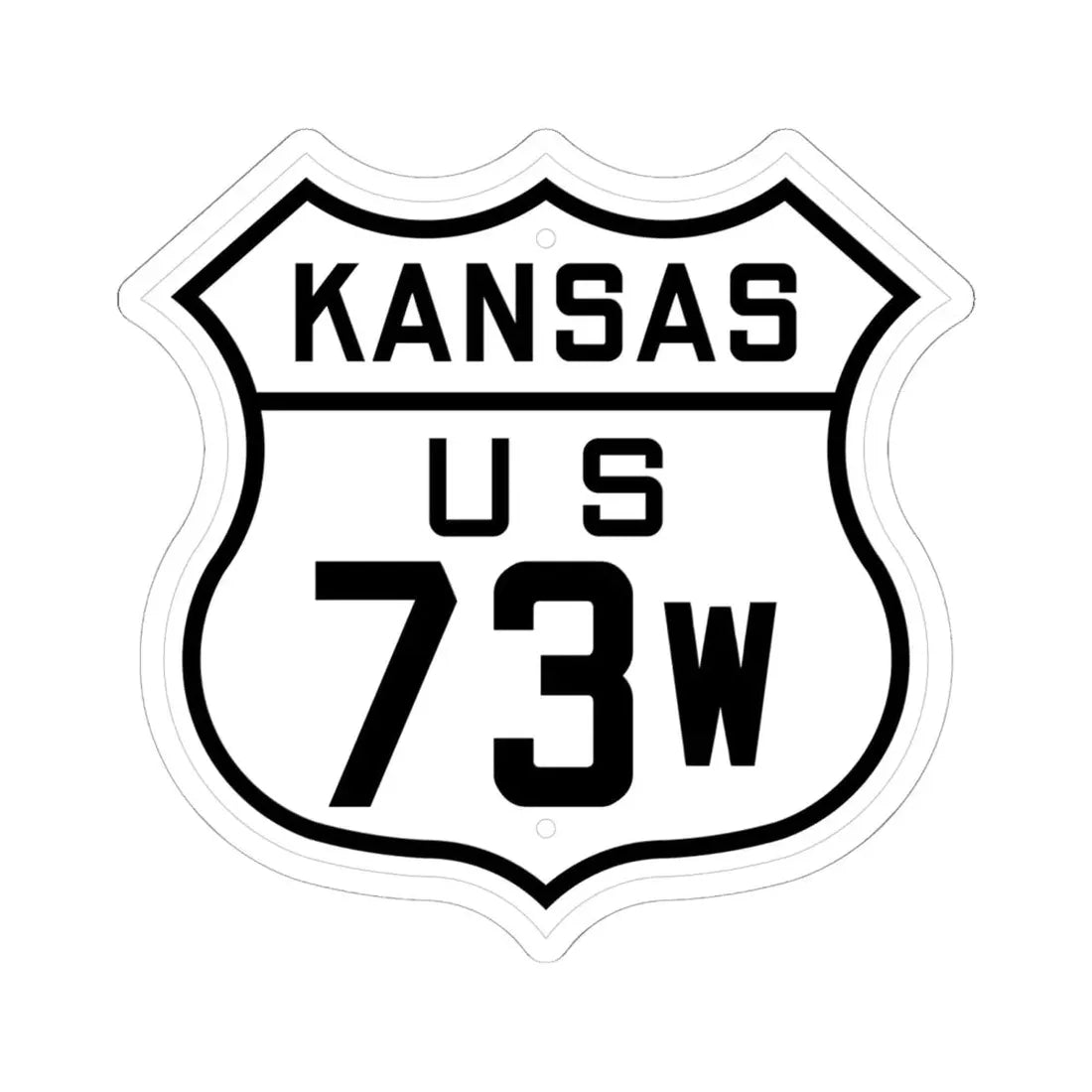 US 73W Kansas 1926 (Kansas) (Road Sign) STICKER Vinyl Kiss-Cut Decal 6 Inch White - The Sticker Space