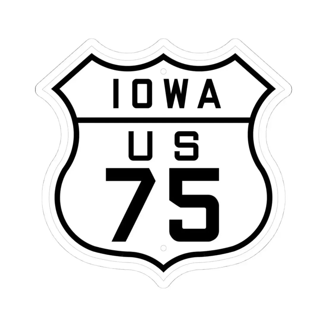 US 75 Iowa 1926 (Iowa) (Road Sign) STICKER Vinyl Kiss-Cut Decal 4 Inch White - The Sticker Space