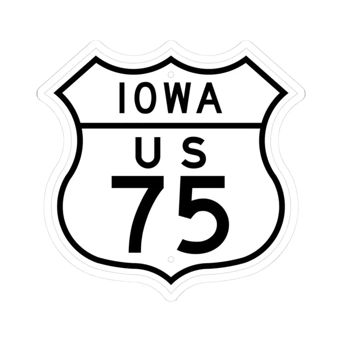 US 75 Iowa 1948 (Iowa) (Road Sign) STICKER Vinyl Kiss-Cut Decal 3 Inch White - The Sticker Space