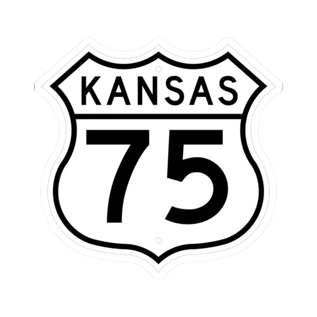 US 75 Kansas 1962 (Kansas) (Road Sign) STICKER Vinyl Kiss-Cut Decal 2 Inch White - The Sticker Space