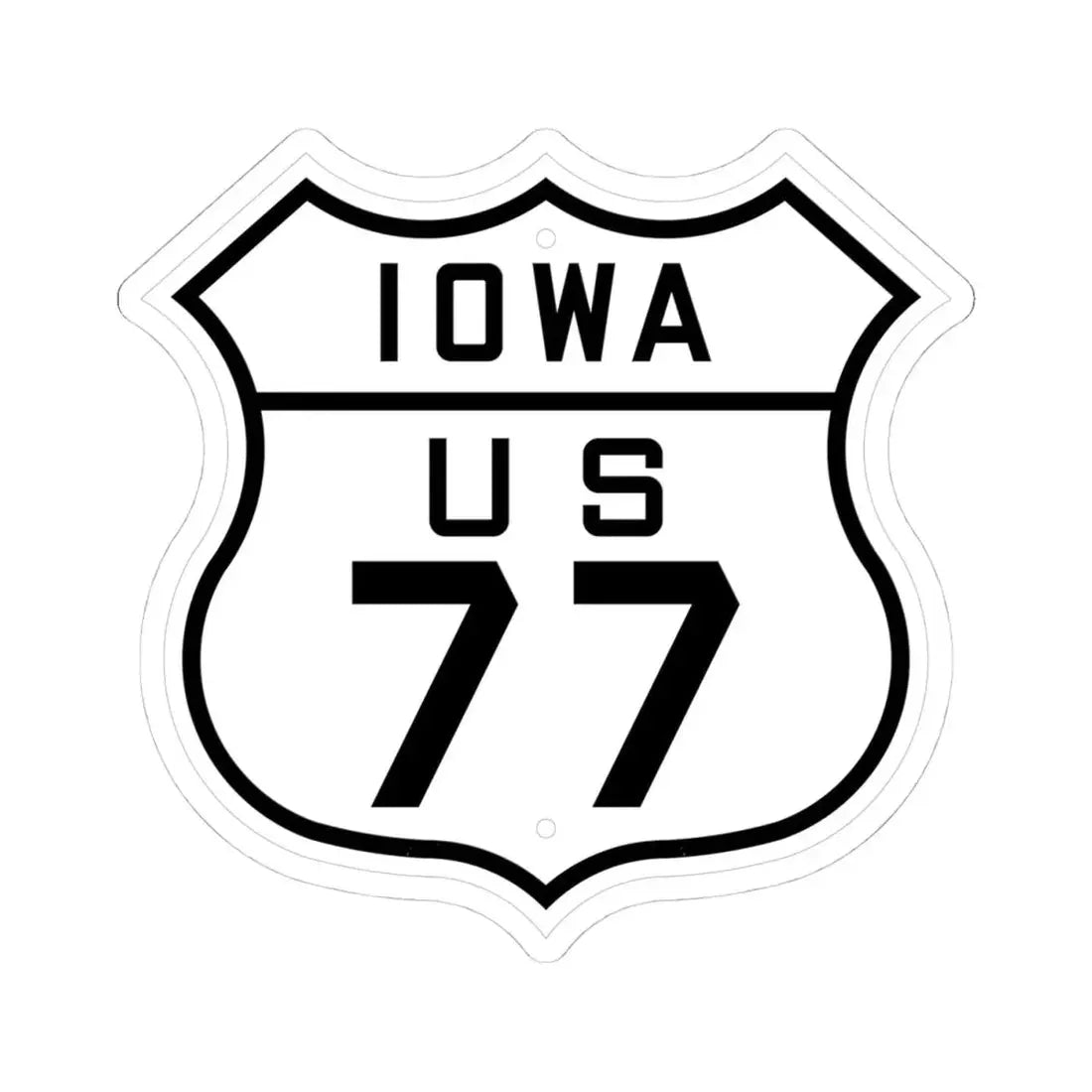 US 77 Iowa 1926 (Iowa) (Road Sign) STICKER Vinyl Kiss-Cut Decal 4 Inch White - The Sticker Space