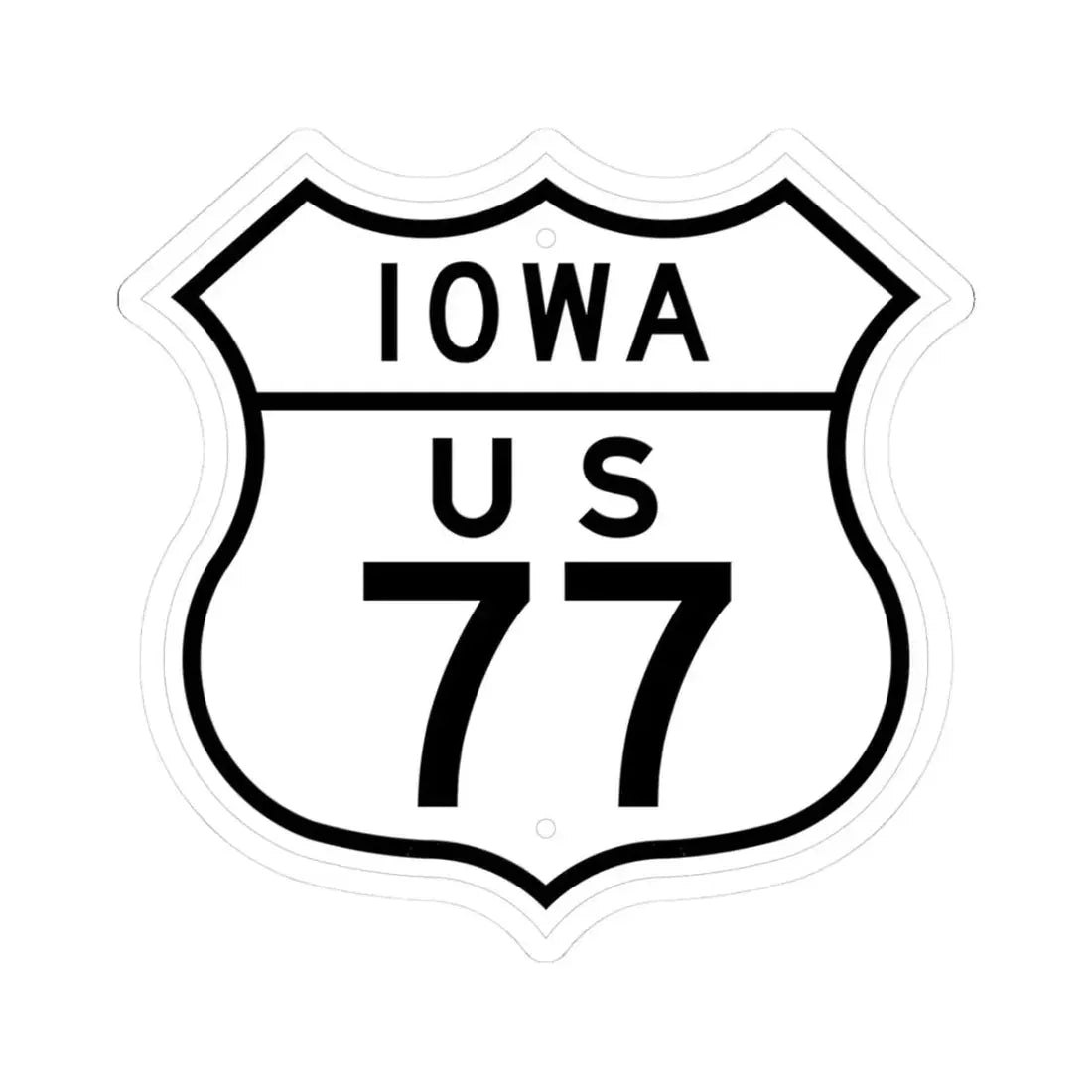 US 77 Iowa 1948 (Iowa) (Road Sign) STICKER Vinyl Kiss-Cut Decal 3 Inch White - The Sticker Space