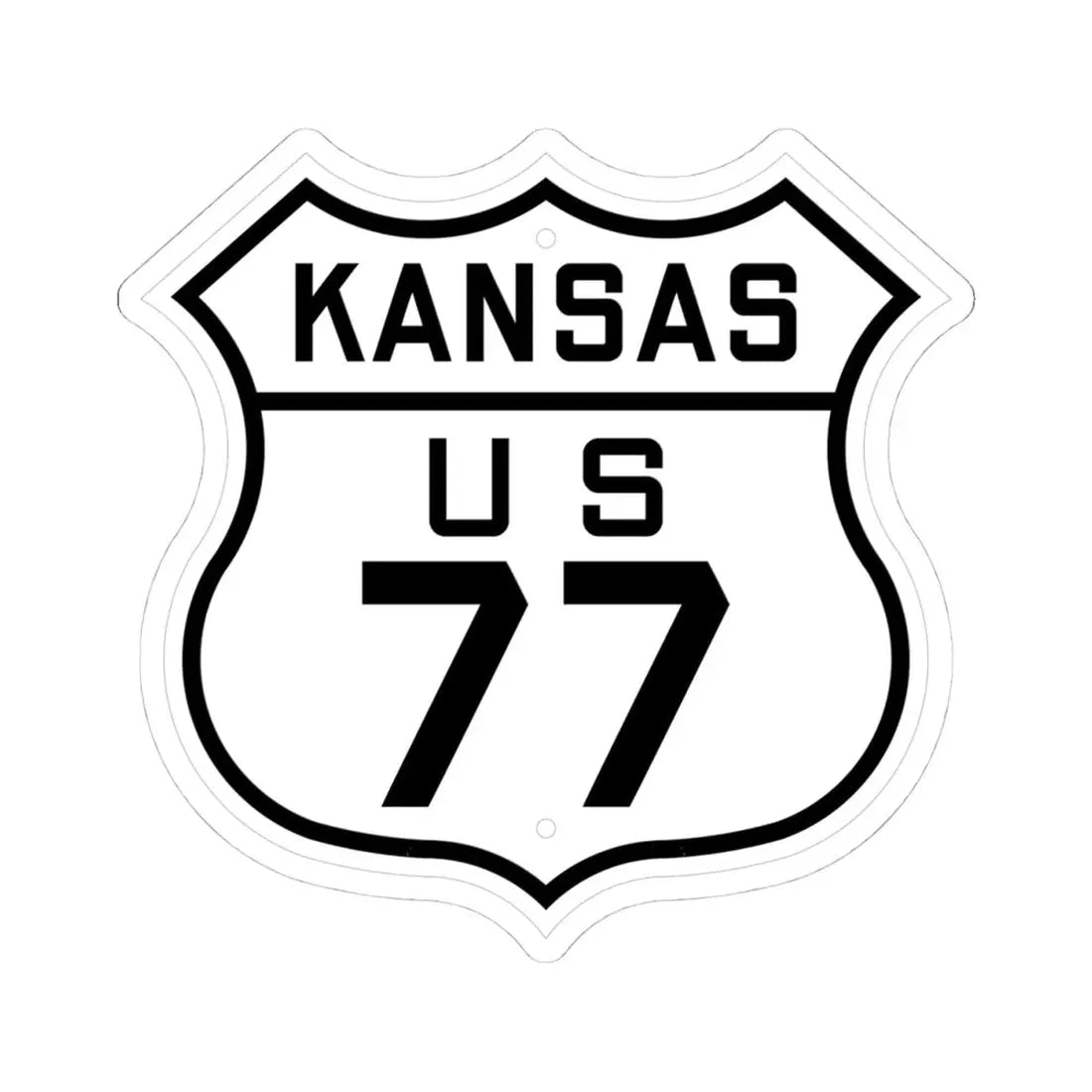 US 77 Kansas 1926 (Kansas) (Road Sign) STICKER Vinyl Kiss-Cut Decal 4 Inch White - The Sticker Space