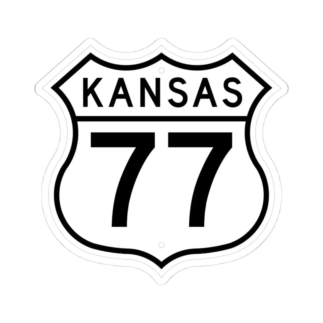 US 77 Kansas 1962 (Kansas) (Road Sign) STICKER Vinyl Kiss-Cut Decal 4 Inch White - The Sticker Space