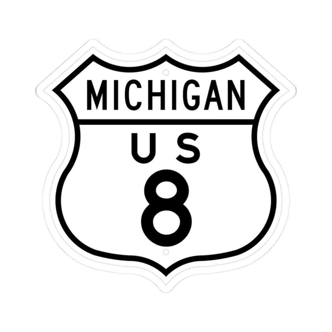 US 8 Michigan 1948 (Michigan) (Road Sign) STICKER Vinyl Kiss-Cut Decal 3 Inch White - The Sticker Space