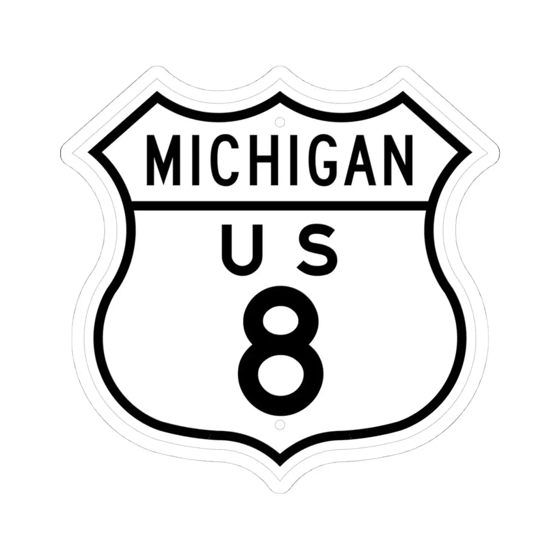 US 8 Michigan 1948 (Michigan) (Road Sign) STICKER Vinyl Kiss-Cut Decal 4 Inch White - The Sticker Space