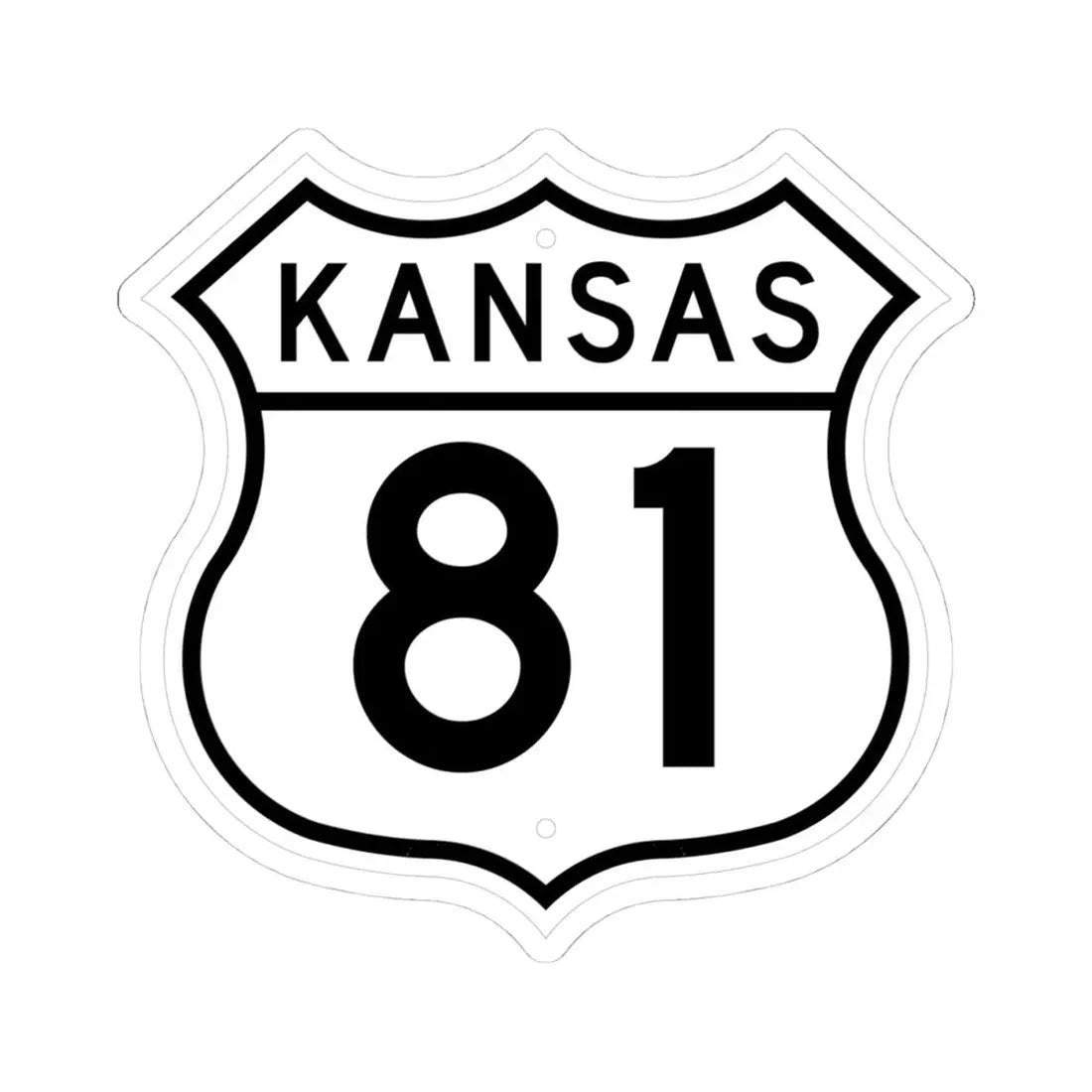US 81 Kansas 1962 (Kansas) (Road Sign) STICKER Vinyl Kiss-Cut Decal 4 Inch White - The Sticker Space