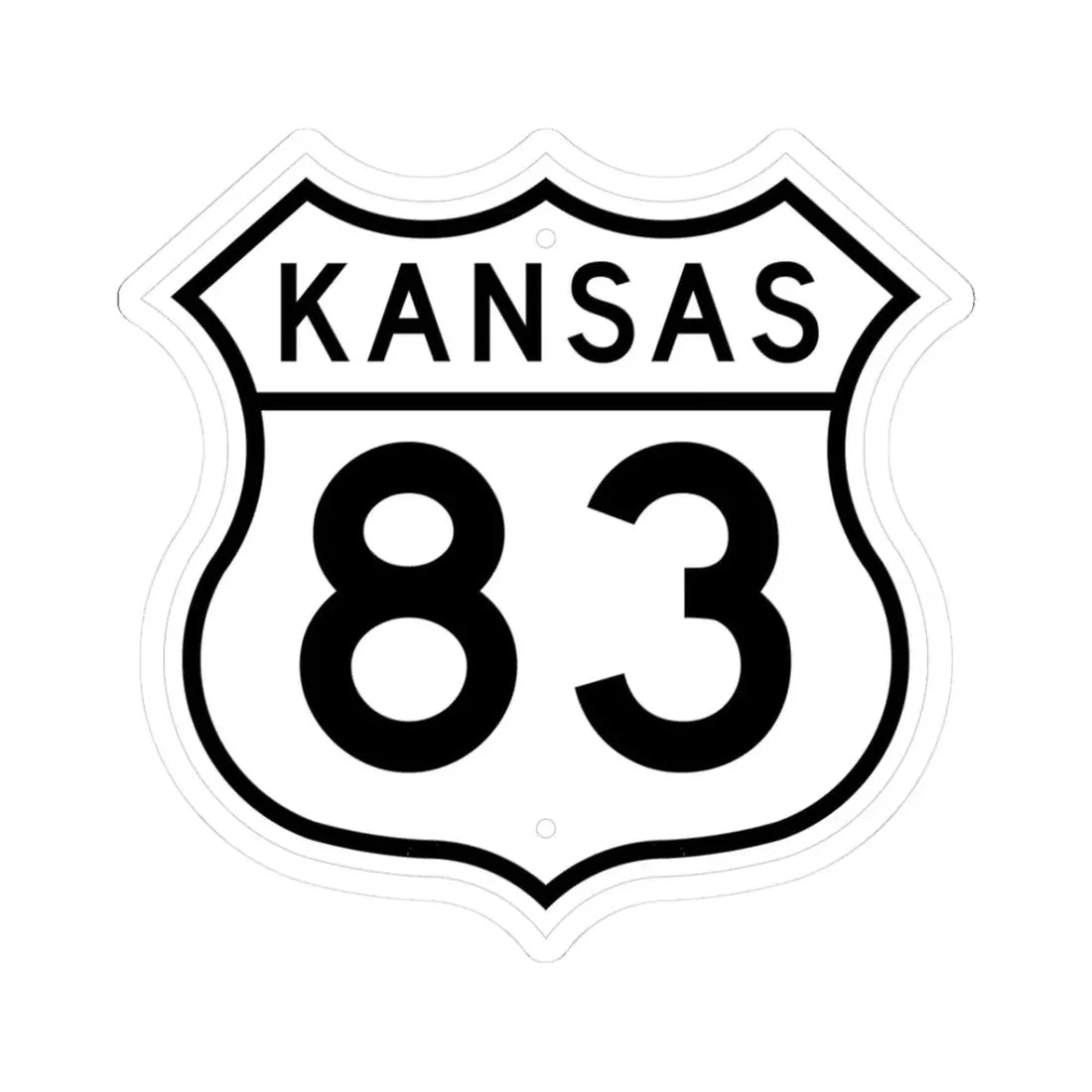 US 83 Kansas 1962 (Kansas) (Road Sign) STICKER Vinyl Kiss-Cut Decal 3 Inch White - The Sticker Space