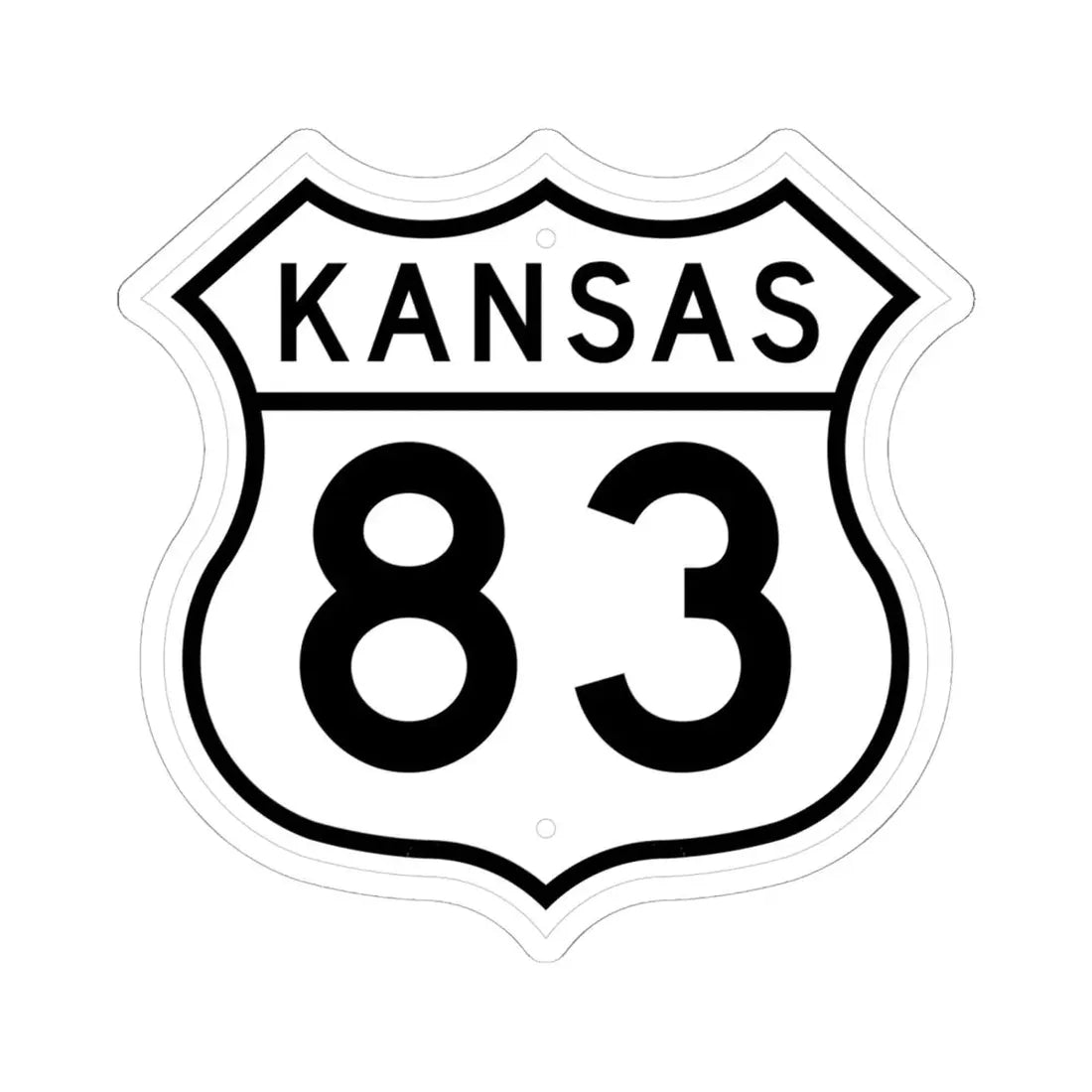 US 83 Kansas 1962 (Kansas) (Road Sign) STICKER Vinyl Kiss-Cut Decal 6 Inch White - The Sticker Space