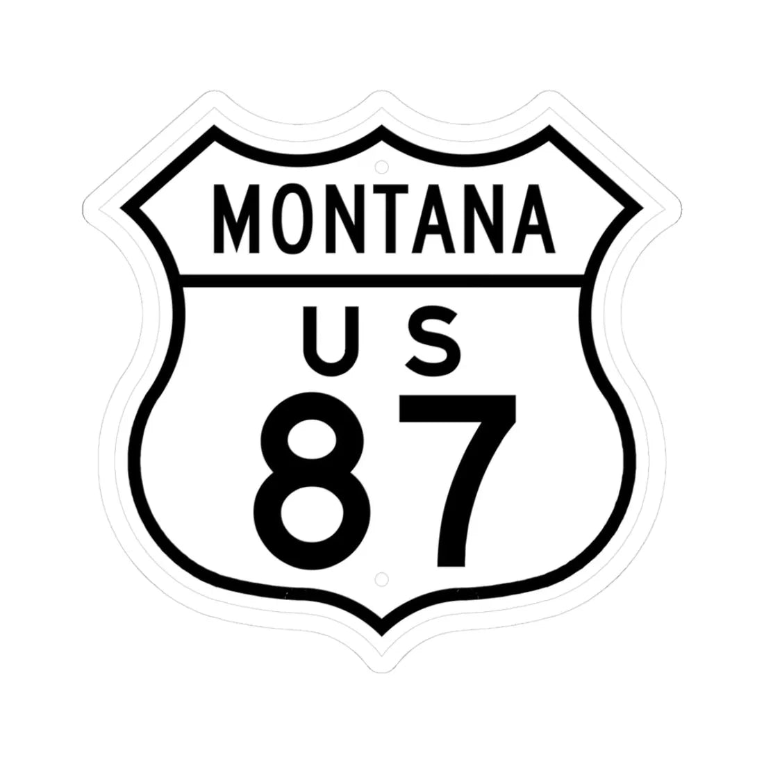 US 87 Montana 1948 (Montana) (Road Sign) STICKER Vinyl Kiss-Cut Decal 3 Inch White - The Sticker Space