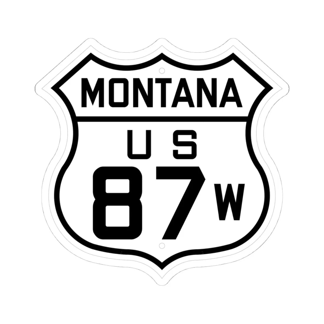 US 87W Montana 1926 (Montana) (Road Sign) STICKER Vinyl Kiss-Cut Decal 4 Inch White - The Sticker Space