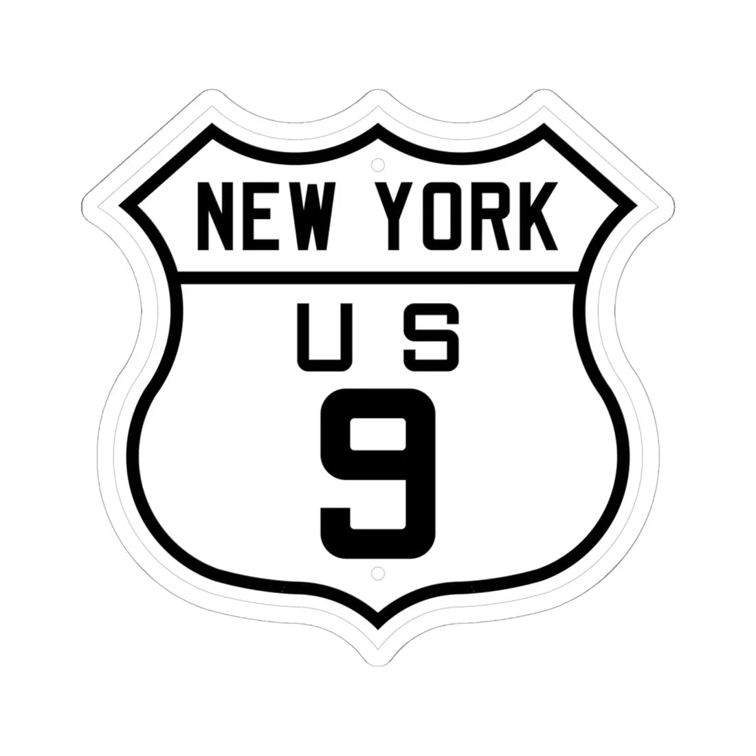 US 9 New York 1926 (New York) (Road Sign) STICKER Vinyl Kiss-Cut Decal 6 Inch White - The Sticker Space
